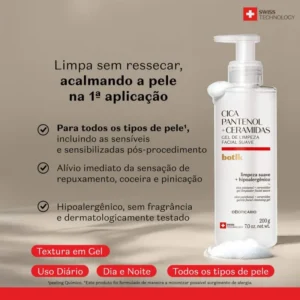 Gel de Limpeza Cica Pantenol E Ceramidas 200g Botik