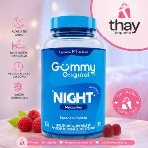 Gummy Night Melatonina Suplemento Alimentar Em Pastilha Goma Sabor Framboesa 30 Unidades