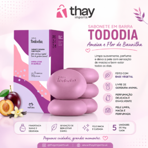 Caixa de sabonete ameixa e flor de baunilha 5 unidades
