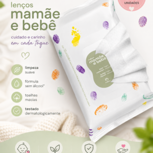Lenço umedecido cheiro mamãe bebê 50 unidades