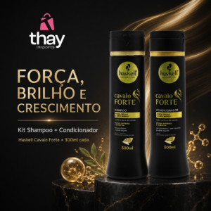 Kit Haskell Cavalo Forte, com shampoo e condicionador de 300 ml, força, brilho e crescimento