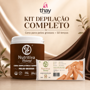 Kit Depilação Completo — Pelos Grossos, com a cera de 540g e 50 lenços.