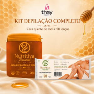Kit Depilação Completo de Mel, com a cera de 540g e 50 lenços.